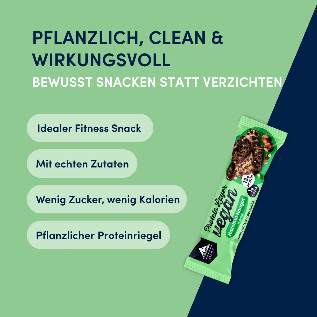 Vegan Protein Layer Haselnuss Nougat 55g | 13g pflanzliches Eiweiß pro Riegel - Image 3