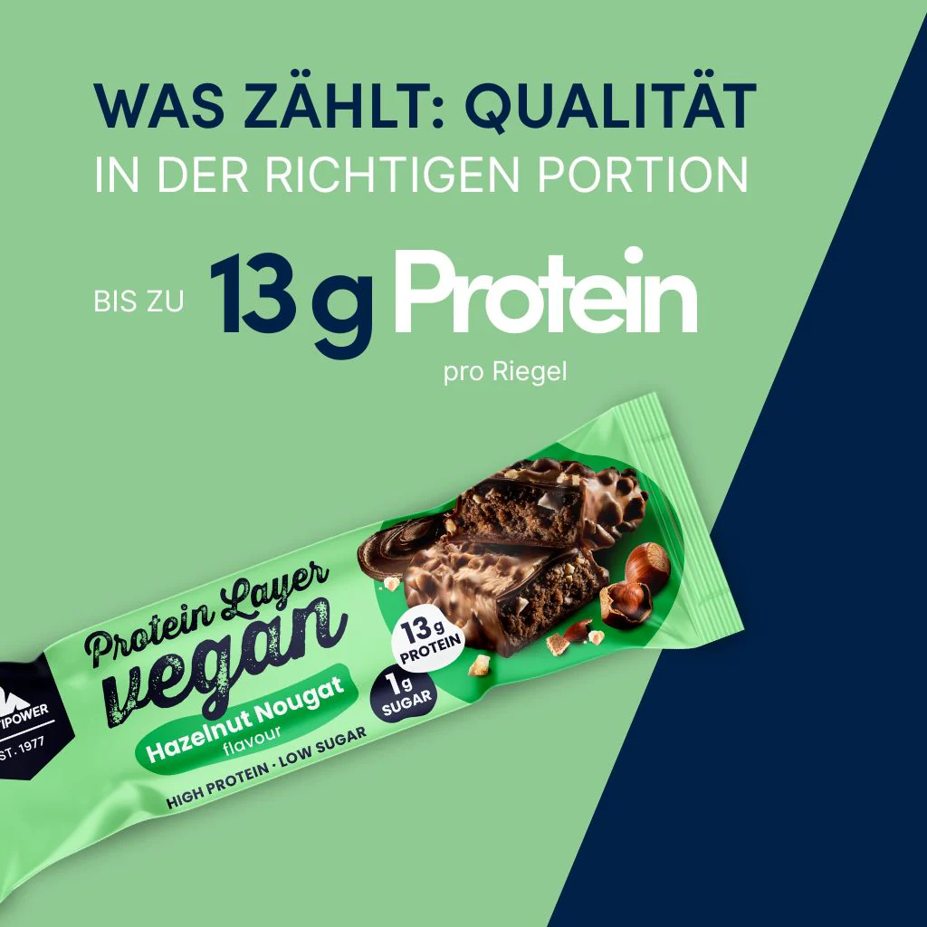 Vegan Protein Layer Haselnuss Nougat 55g | 13g pflanzliches Eiweiß pro Riegel - Image 4