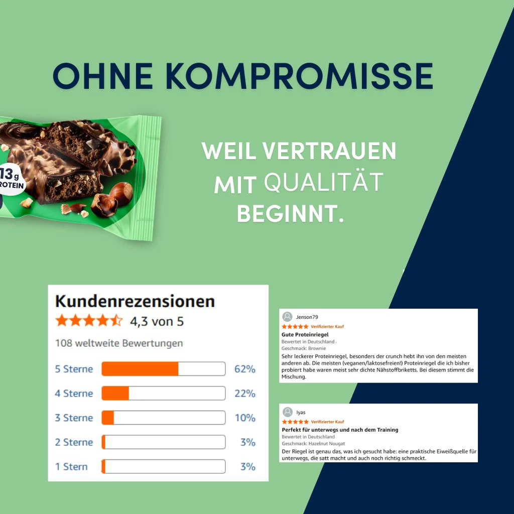 Vegan Protein Layer Haselnuss Nougat 55g | 13g pflanzliches Eiweiß pro Riegel - Image 7